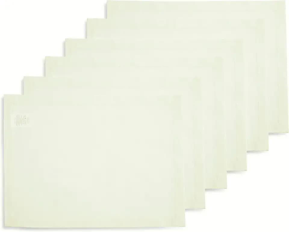 Solino Home Cotton Linen Woven Placemats Ivory, Dru 14 x 19 in, Set of 6