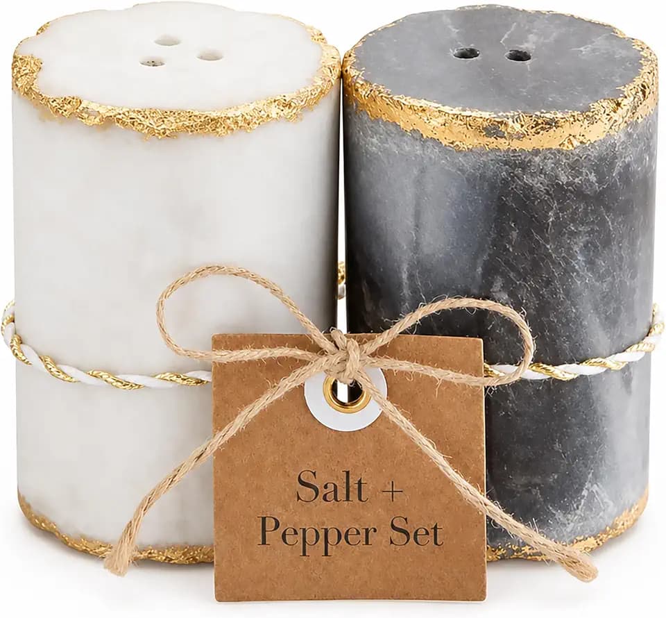 Mud Pie Marble Salt And Pepper Set