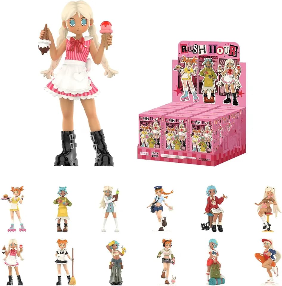 POP MART Peach Riot Rush Hour Series Figures 12PCs Blind Box Figures, Random Design Action Figures Collectible Toys Home Decorations, Holiday Birthday Gifts for Girls and Boys, Whole Set