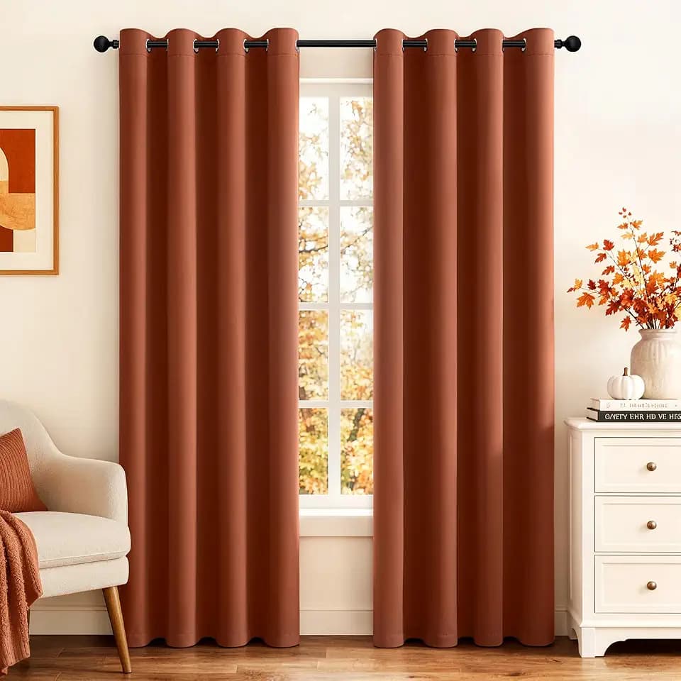 MIULEE Rust Blackout Bedroom Curtains Drapes 84 Inch Long 52"x84"