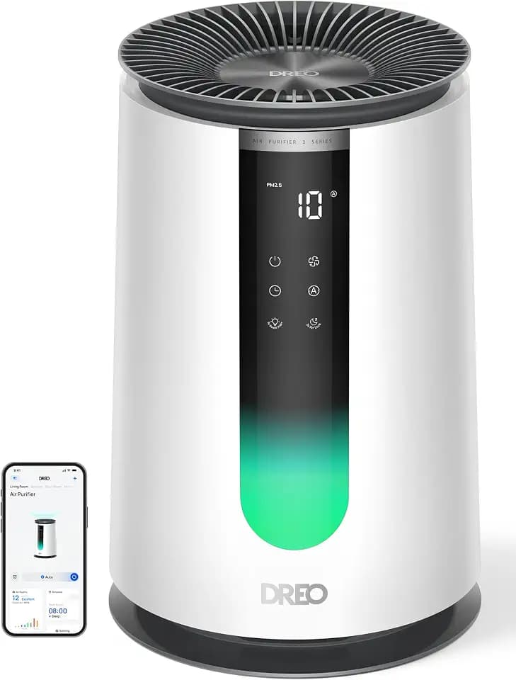 DREO Smart Air Purifier for Home, AHAM VERIFIDE Air Cleaner for Bedroom, Pets, Smoke, Dust, Pollen & Odors, Wi-Fi/Voice/Alexa, PM2.5 Monitor, Auto, Turbo, HEPA Sleep Mode, DR-HAP008S (Dreo 338S)