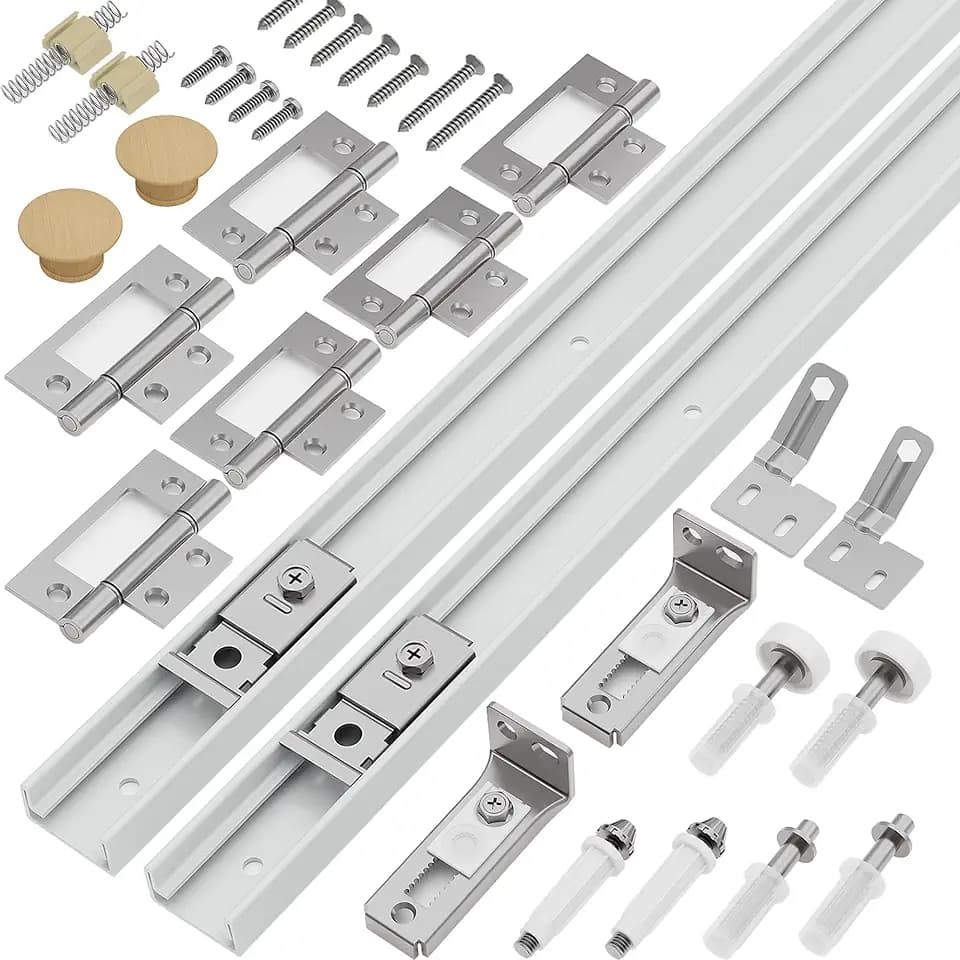 Closet Bifold Door Hardware & 2 x 48 Inch Track, 4 ft Bi Folding Puerta Kit