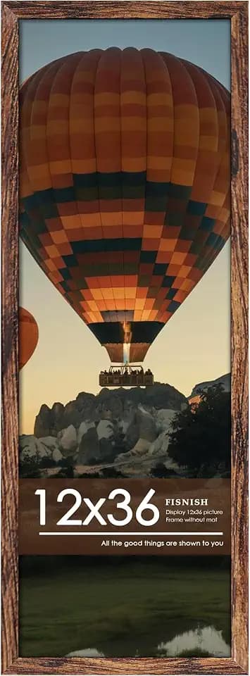 12x36 Picture Frame, Classic Brown 12 x 36 Panoramic Poster Frame