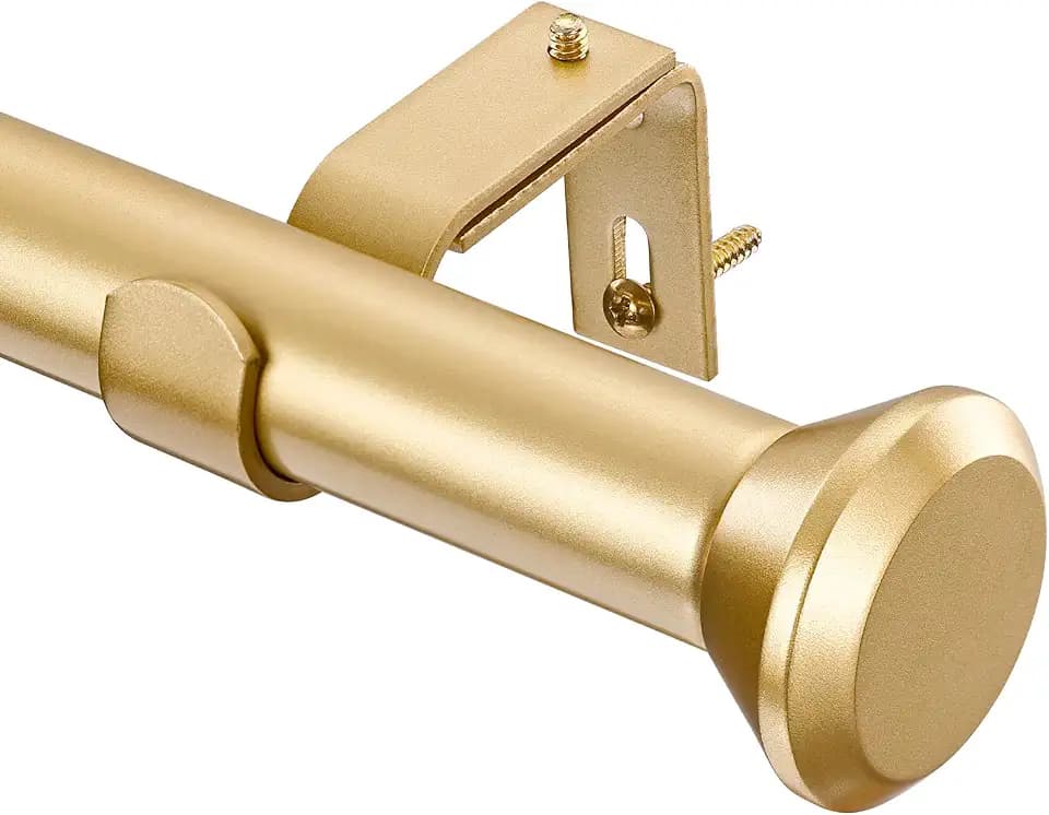SIMEWIN Heavy Duty Gold Curtain Rods for Windows 72 to 144 Inches, Gold 1" Adjustable Curtain Rods with Diamond Finials for Bedroom, Living Room, Patio, Kitchen