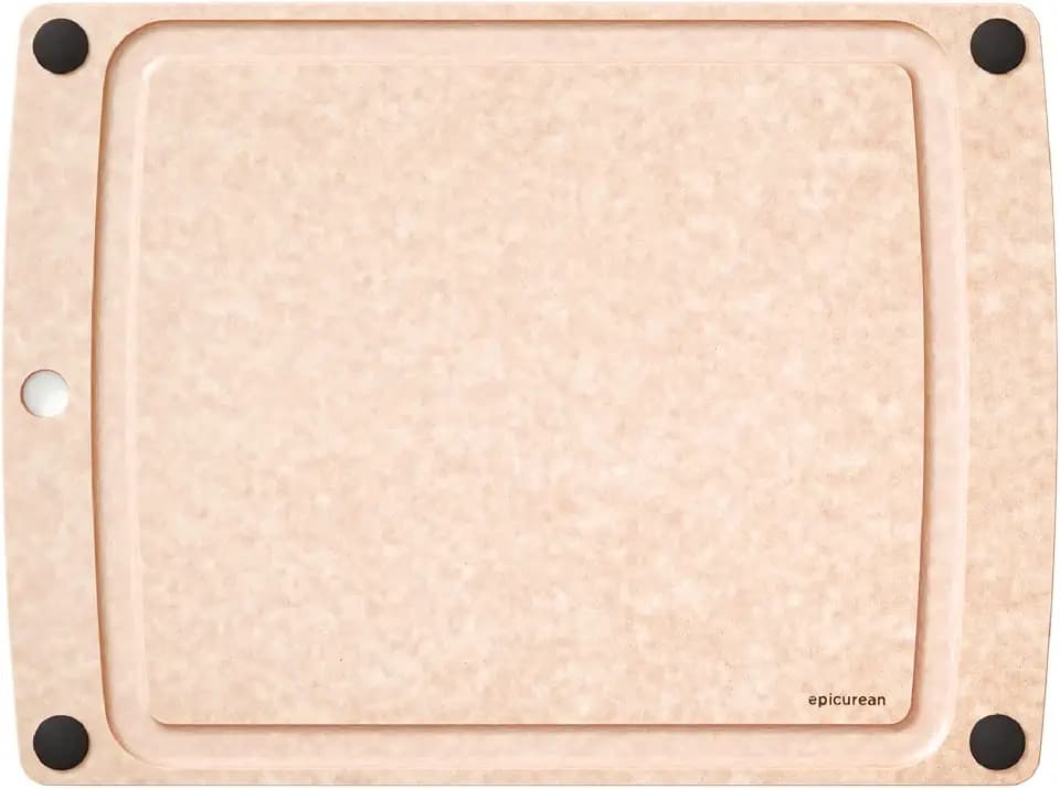 Epicurean All-In-One Cutting Board with Non-Slip Feet and Juice Groove, 17.5" × 13", Natural/Black