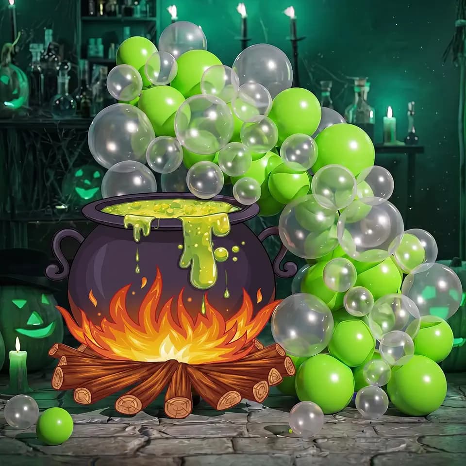 Sanwuta 61 Pcs Halloween Witch Cauldron Decor Kit