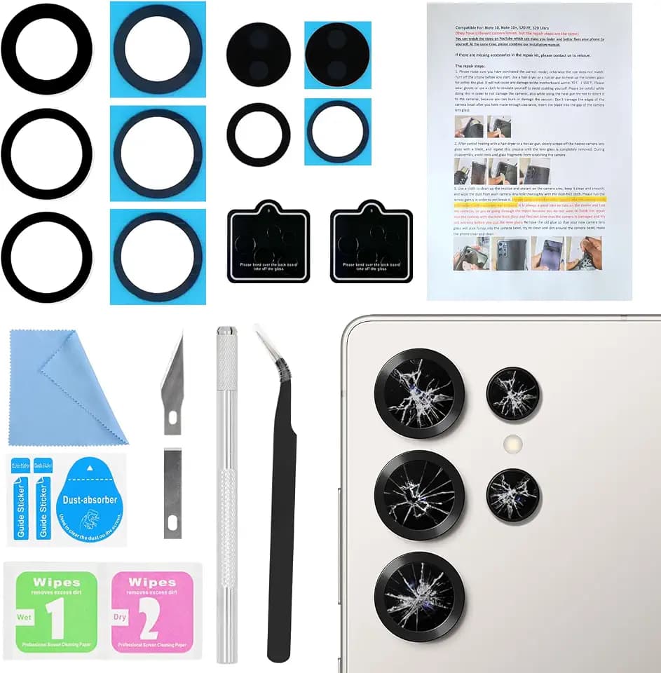 2PCS Galaxy S25 Ultra Back Rear Camera Lens Glass Replacement, ASDAWN Back Lens Glass for Samsung Galaxy S25 Ultra 6.9 inches All Carriers with Free Lens Film + Installation Manual + Repair Tool Set