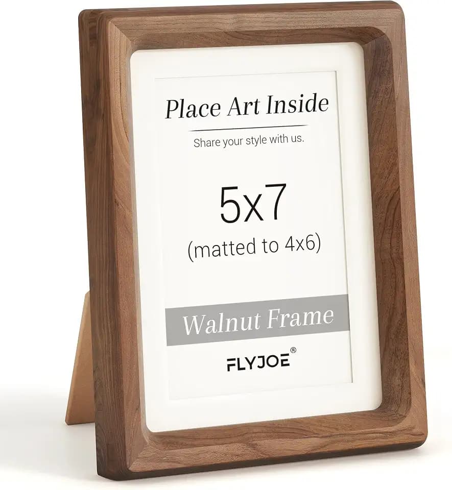 Picture Frame, USA-Sourced Hardwood Photo Frame, Walnut, 5x7