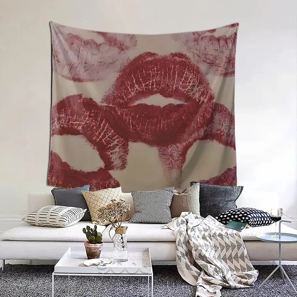 QZLAN Coquette Red Tapestry For Bedroom Wall Hanging Downtown Girl Aesthetic Preppy Room Decor 60"x50"