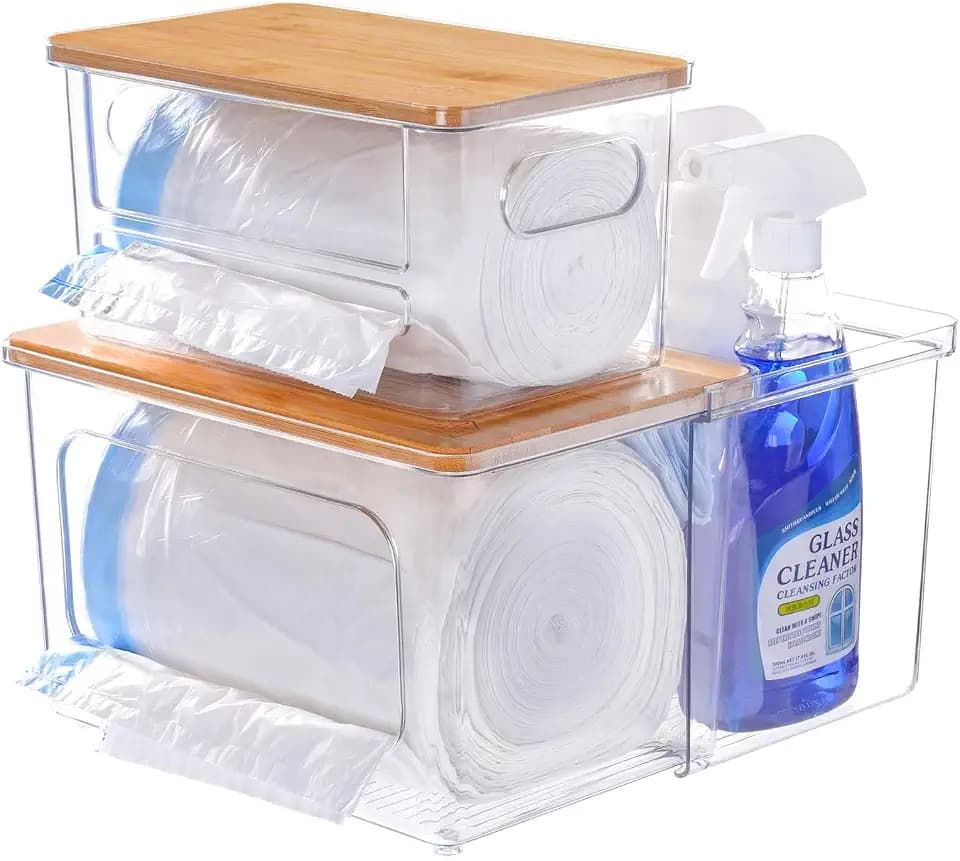 iCASA 3 in 1 Trash Bag Holder Garbage Bags Dispenser Under Sink Organizer