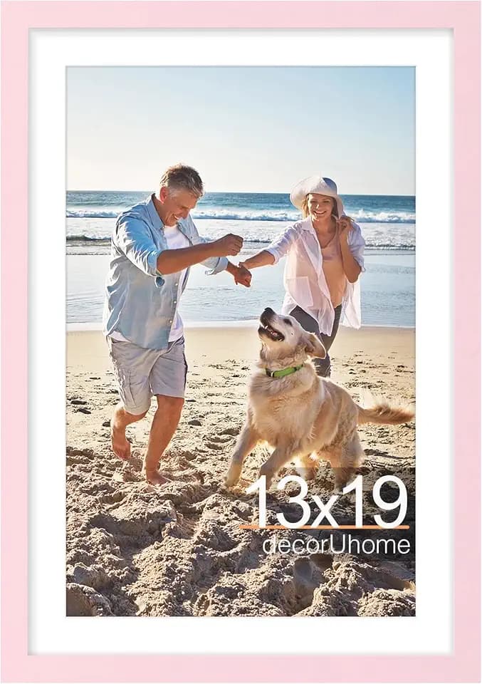 decorUhome 13x19 Picture Frame Fits 11x17 Photos with Mat, Pink