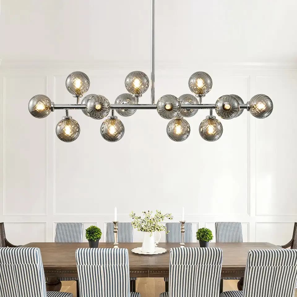 Mid Century Modern Sputnik Chandelier,39" Chrome Dining Room Light Fixture