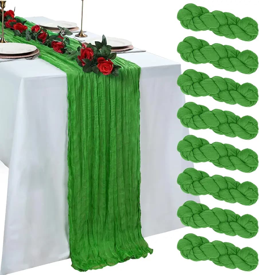 8 Pack Green Cheesecloth Table Runner 23 x 120 Inch 10Ft