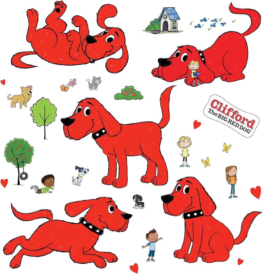 Clifford the Big Red Dog and His Friends Peel and Stick Wall Decals