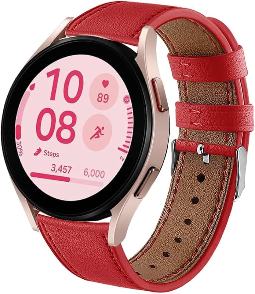 DEALELE Armband Kompatibel mit Samsung Galaxy Watch 7 / FE / 6/6 Classic / 5/5 Pro / 4/4 Classic / 3 41mm / Huawei GT2 42mm / GT3 42mm, 20mm Leder Ersatz Armbänder für Damen Herren
