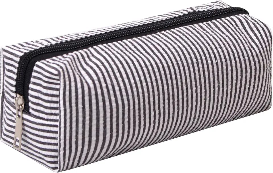 Cute Pencil Case Capacity Pencil Pouch Aesthetic Pen Bag Office Stationery Organizer Simple Sturdy Multifunctional Cosmetic Pouch (black)