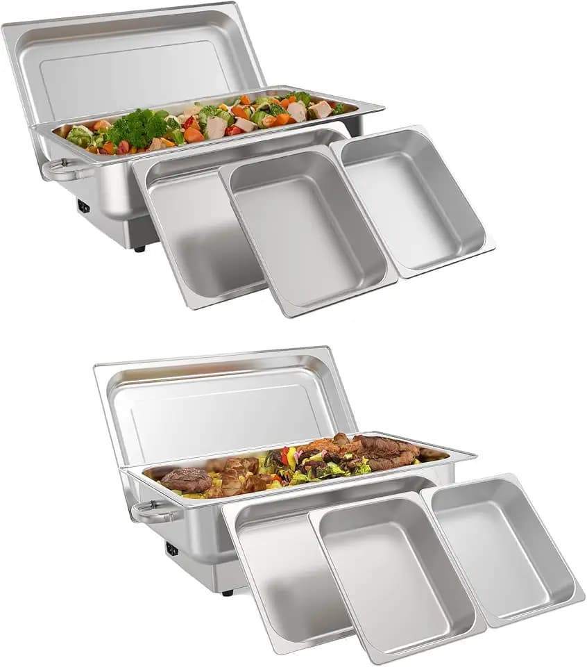 GarveeHome 2 Pack Electric Chafing Dish Buffet Set 9 QT Buffet Food Servers