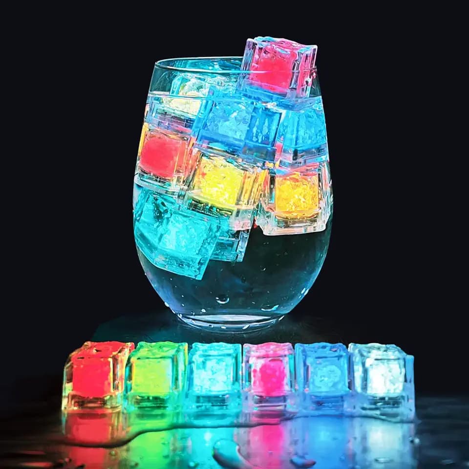 120 Pack Light Up Ice Cubes, Glow LED Ice Cubes for Drinks with Liquid Sensor,Waterproof Multi Color Fast Flashing LED Lights for Cocktail Drinks Whiskey Club Bar Party Wedding Decor
