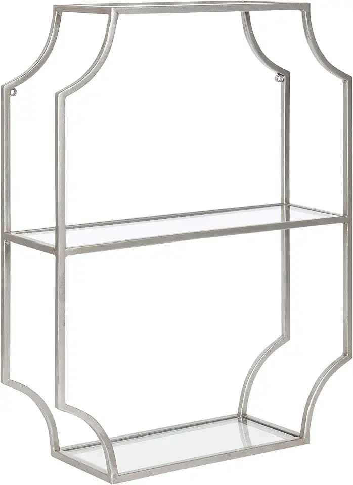 Kate and Laurel Ciel Glam Geometric Wall Shelf, 18 x 24, Silver, Decorative Shelves for Storage and Display