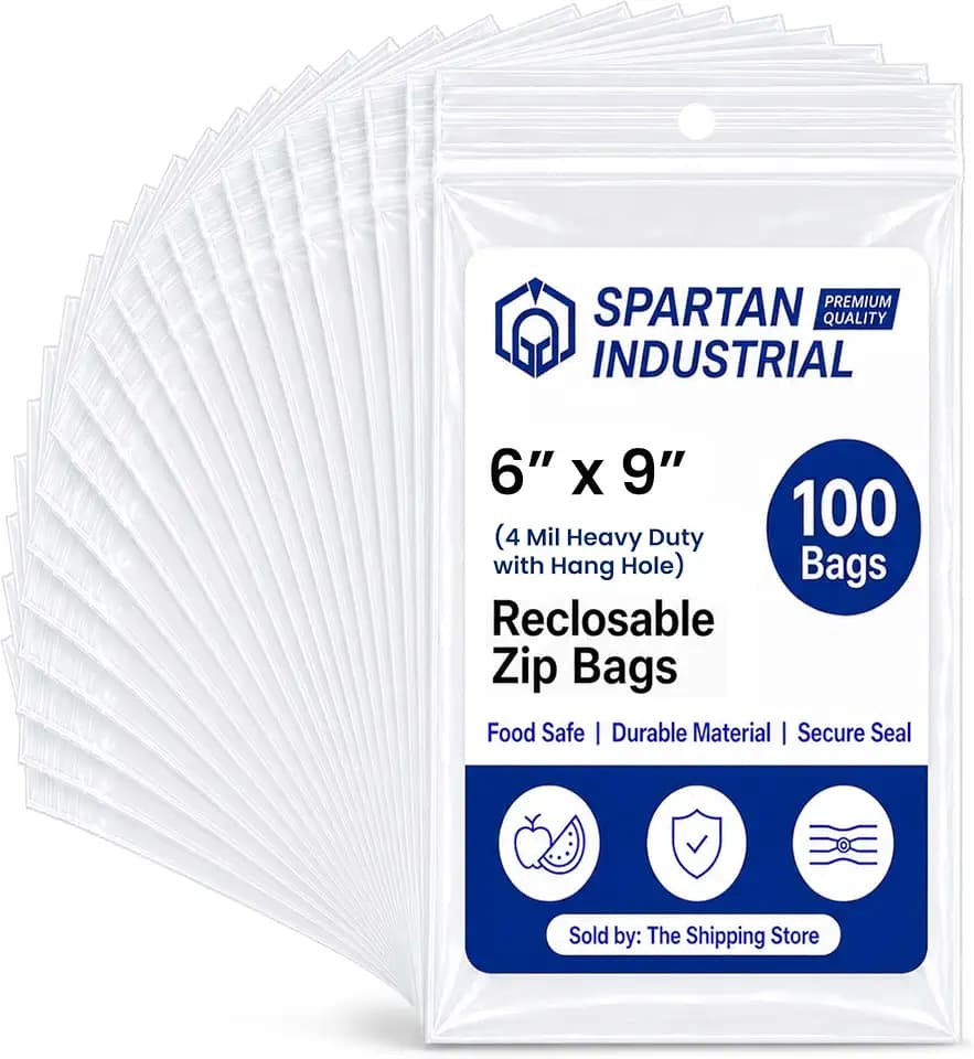 6" X 9" Heavy-Duty Zip Bags With Hang Hole for Displays (100 Count) - 4 Mil