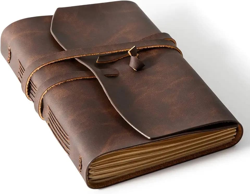 RILIHO Leather Journal Notebooks for Work, A5 Size Diary, 6x8.1 Inch, Genuine Leather Journals for Writing, Vintage Style Personalized Journal, Ideal for Women and Men, Artists, Travelers, Dark Brown
