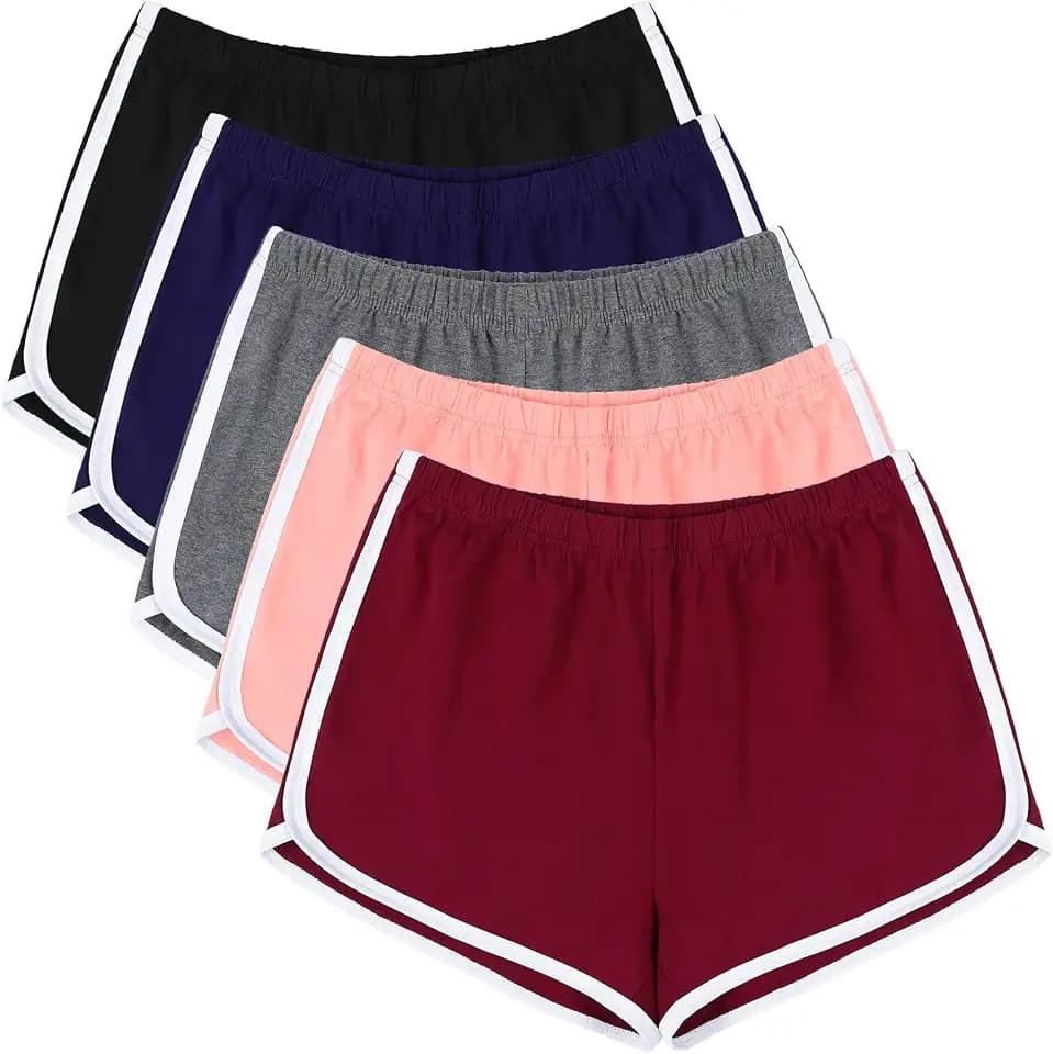 URATOT 5 Packs Soft Comfy Booty Cotton Workout Pants Breathable Lounge Dolphin Shorts Cycling Hiking Pants for Women