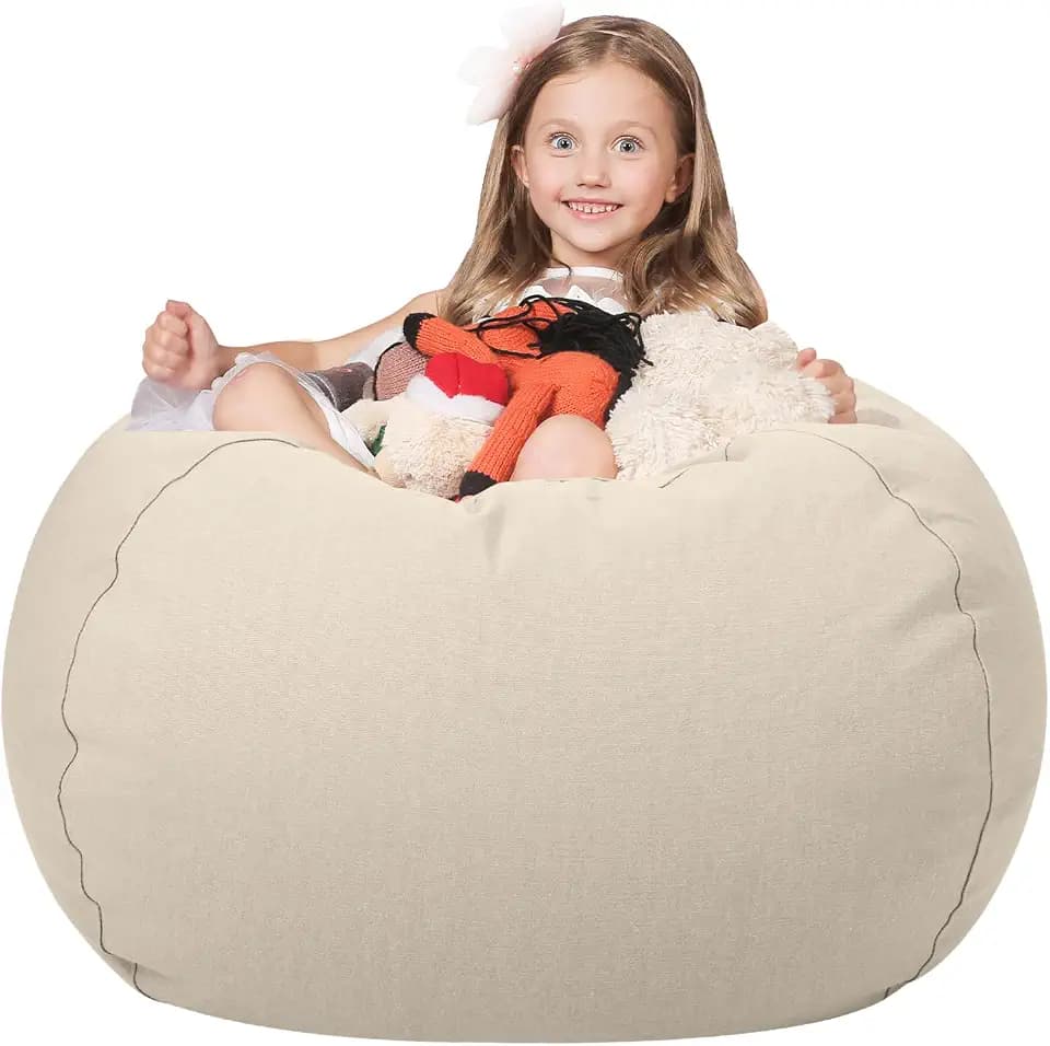 WEKAPO Stuffed Animal Storage Bean Bag Chair Cover for Kids