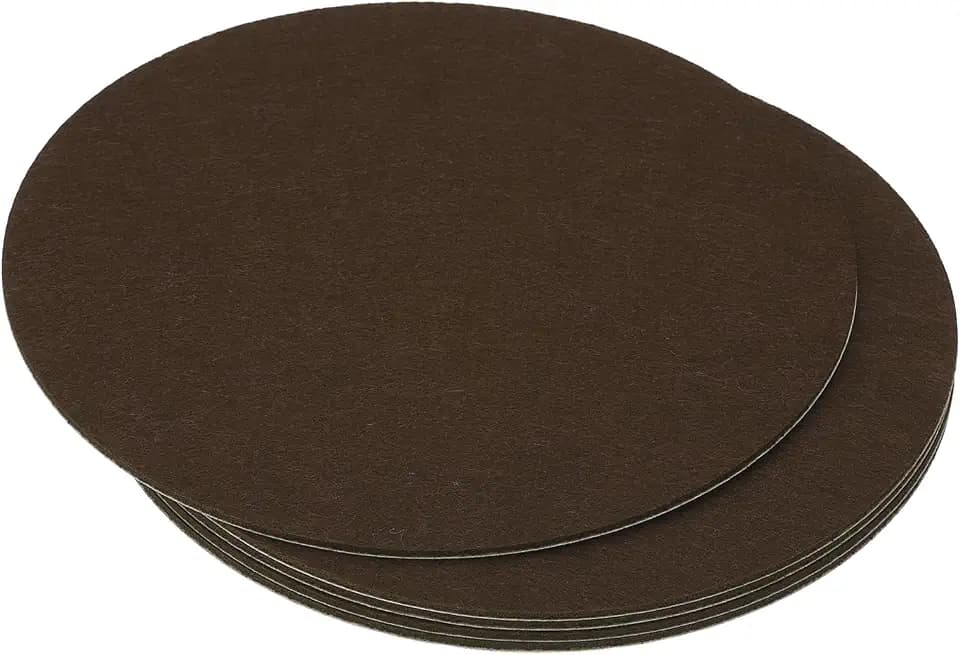 PATIKIL 10 Inch Diameter Lamp Base Felt, 5Pack 2mm Thickness Round Soft Adhesive Non-Slip Anti-Scratch Backed Felt for Lamp Furniture DIY Craft, Coffee