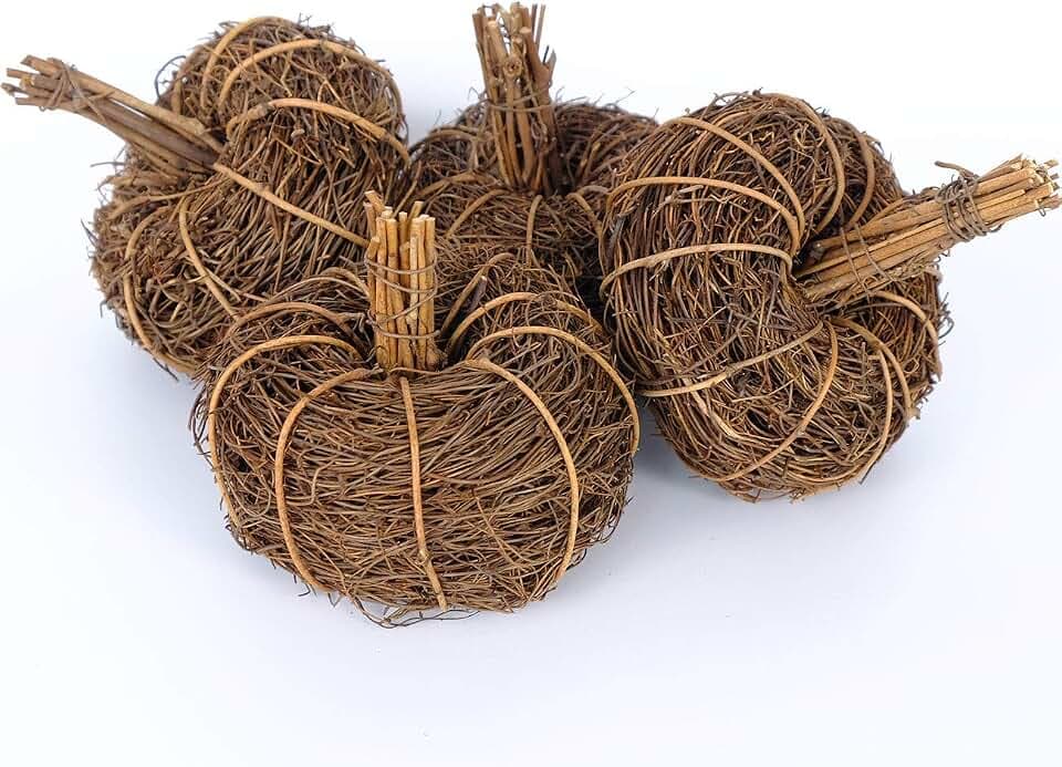 4pcs Artificial Mini Pumpkins Decorative Grapevine Pumpkins for Bowl or Vase Display Festival Home Kitchen Halloween Thanksgiving Fall Harvest Home Decoration
