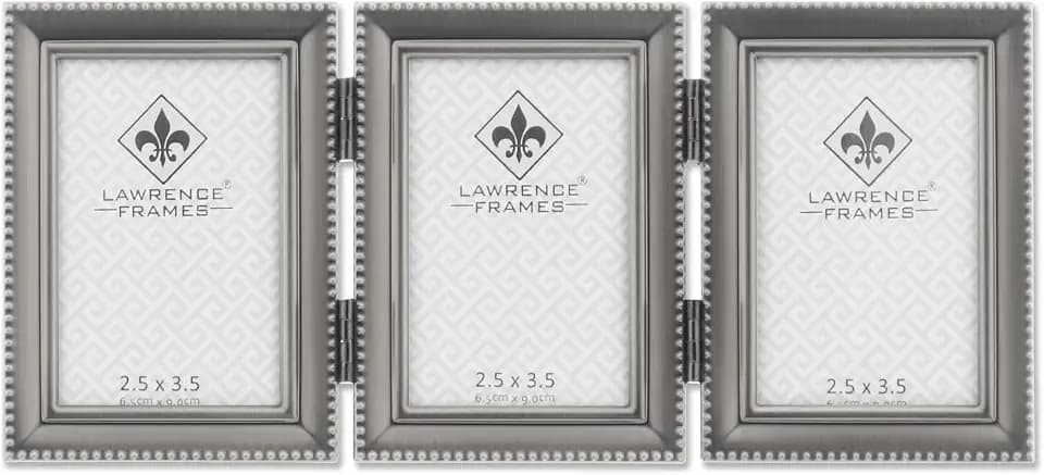 Lawrence Frames Bead Border Design, 2.5x3.5 Triple, Pewter