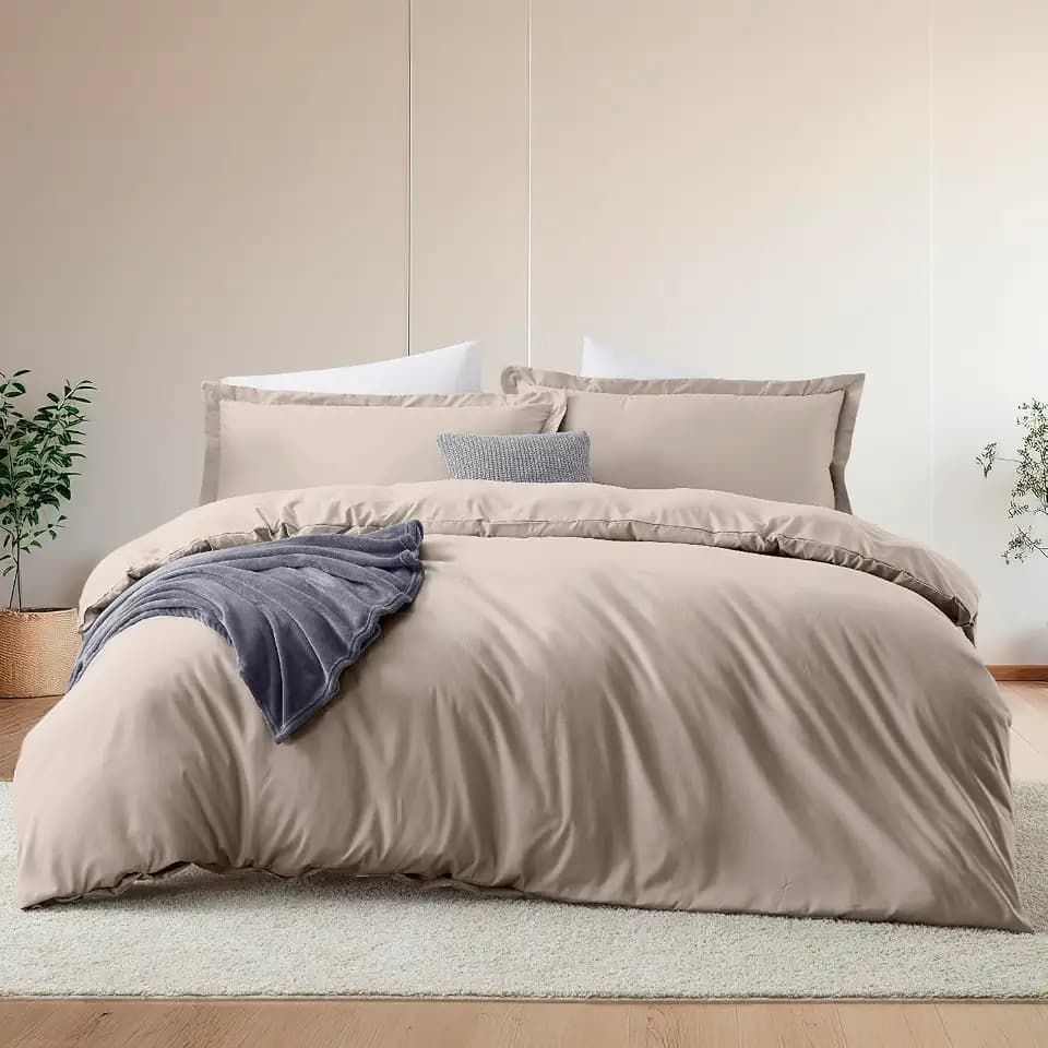 Hearth & Harbor 5 Piece Twin Duvet Cover & Bed Sheet Set, Linen