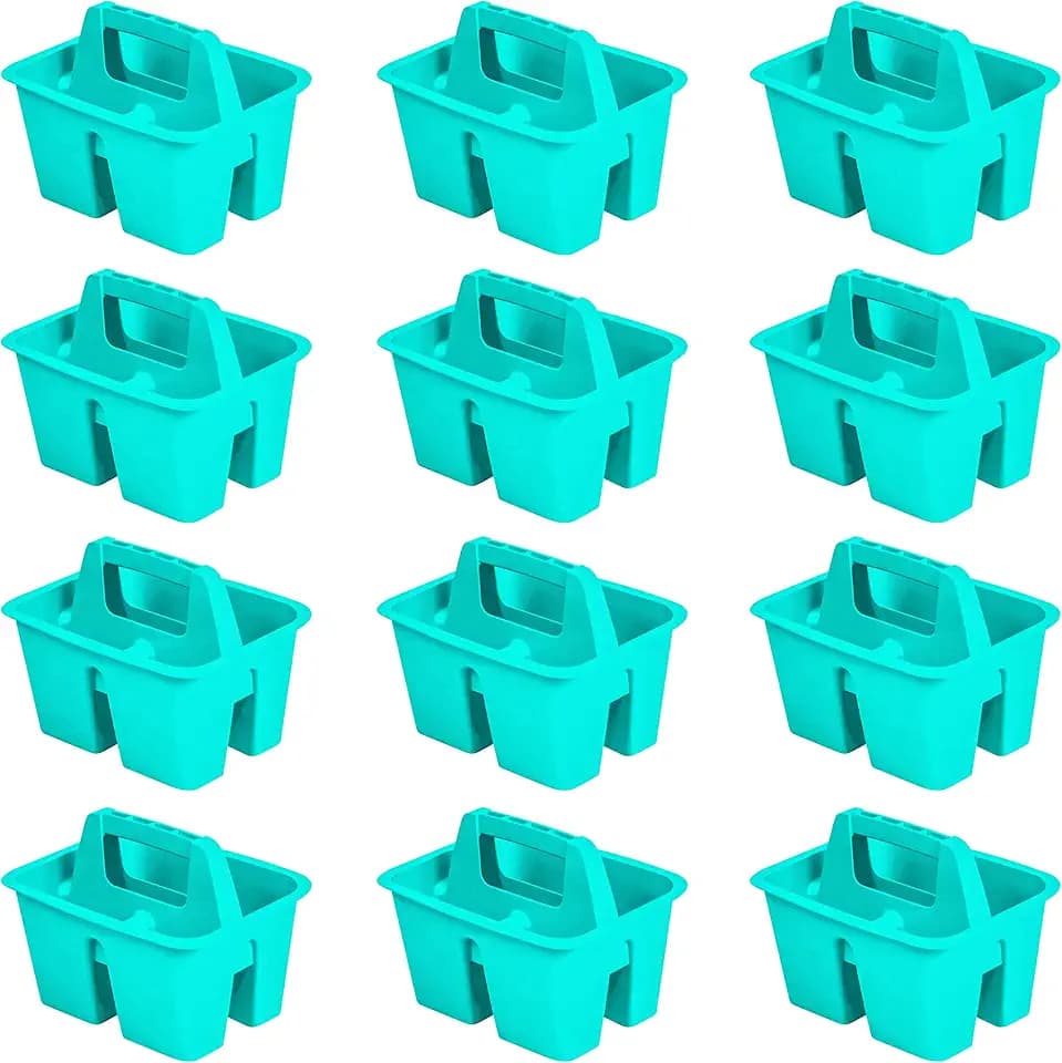 Storex Mini Classroom Caddy, Multipurpose Classroom Organizer with Handle, Teal, 12-Pack (01065U12C)