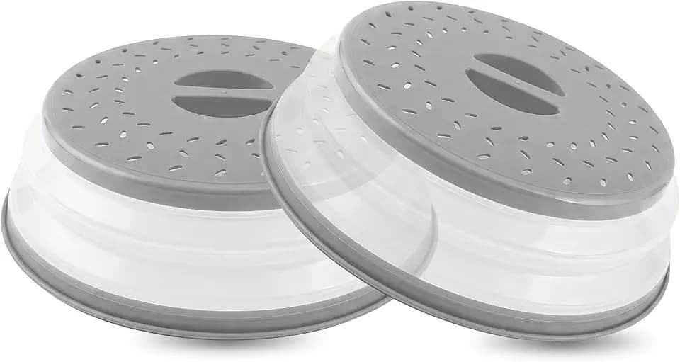 Silicone Microwave Splatter Cover Dishwasher Safe - Pack of 2 Microwave Cover for food- Space Sving design 10.5 Inch BPA Free