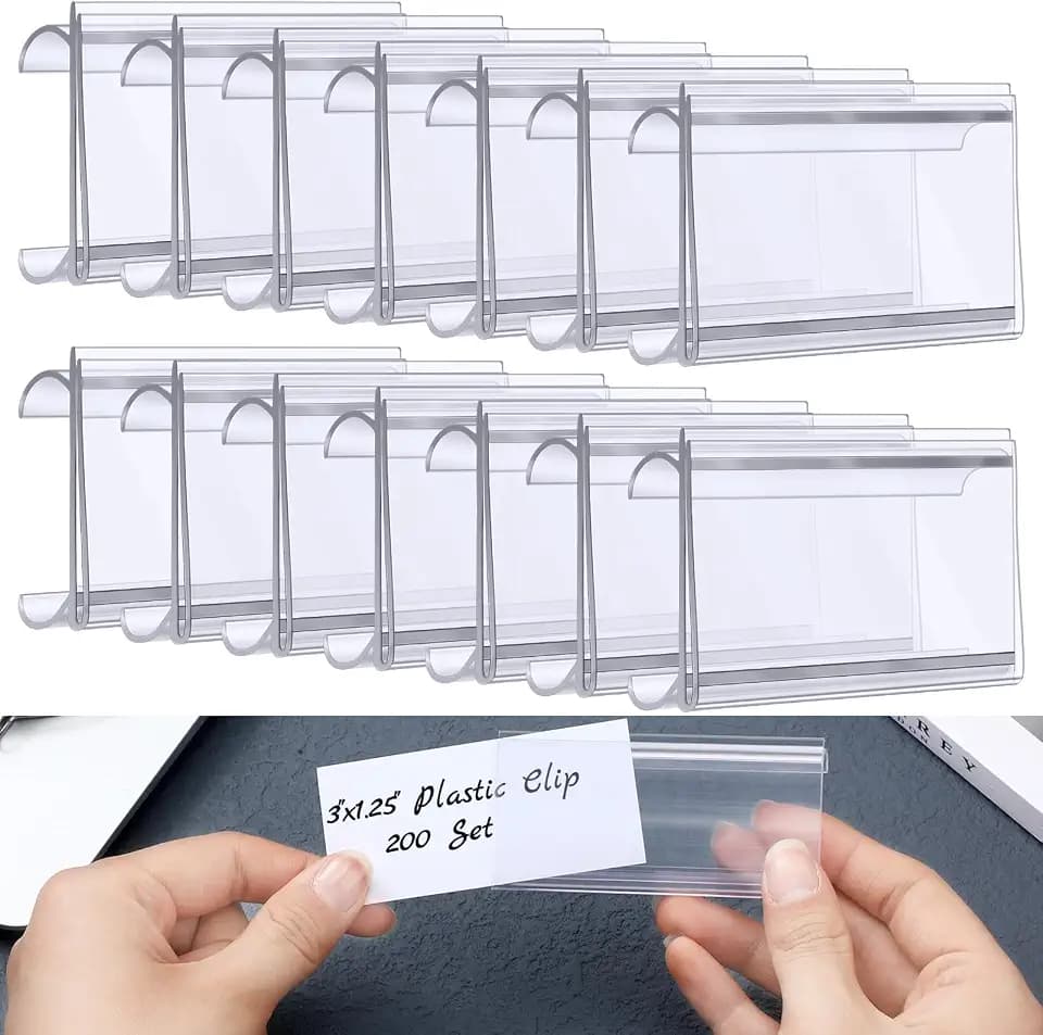 Kathfly 200 Pcs Plastic Wire Shelf Label Holder Clips Compatible with Metro