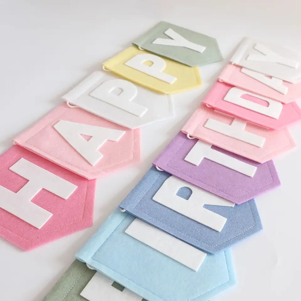 Happy Birthday Banner First Pastel Party Decorations for Girl 1st