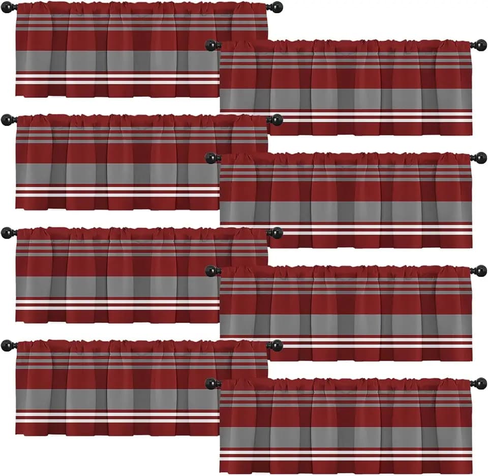Emvency Valances for Windows, 8 Pack, 52x18 Inch, Striped Stripe