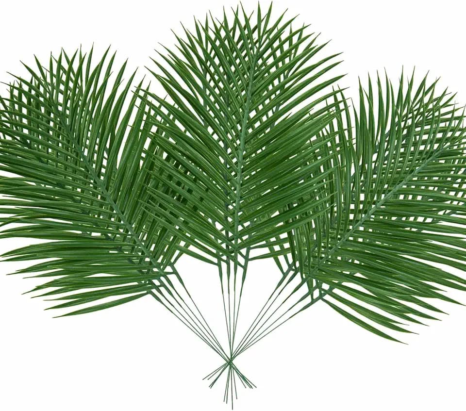 14Pcs Artificial Palm Leaves, 20.4" Outdoor Faux Palm Fronds Fake Tropical Palm Leaves For Palm Sunday Flower Arrangement Wedding Birthday Party Home Spring Summer Decor