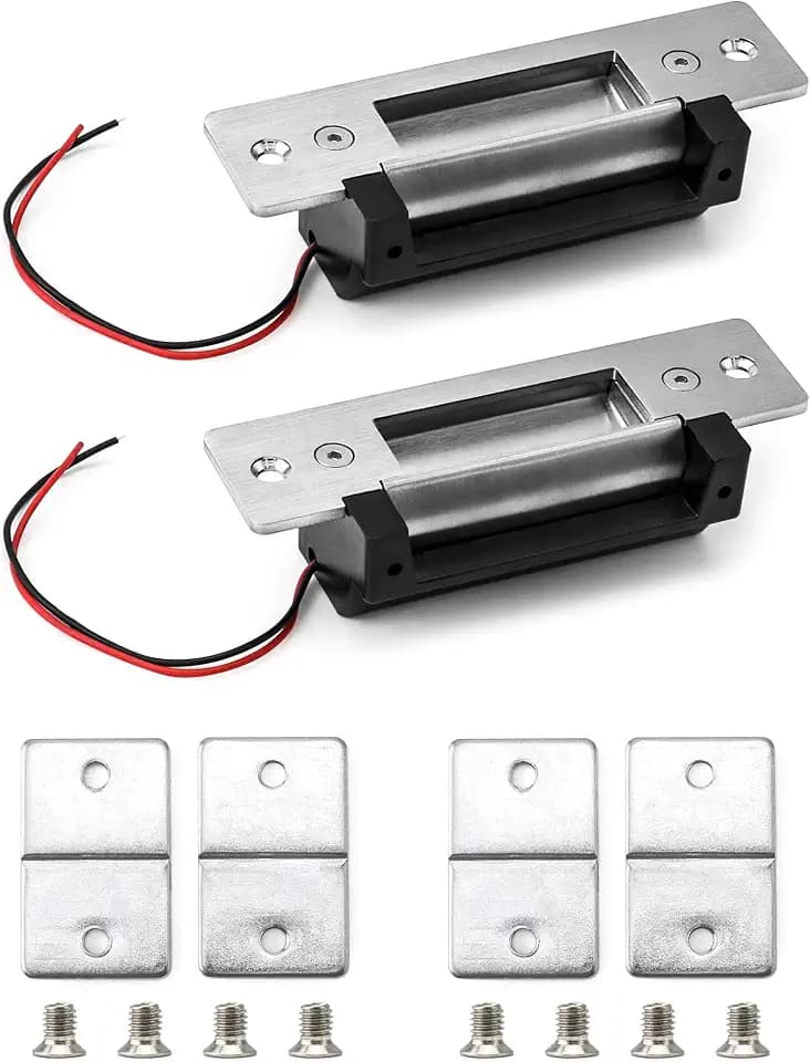 QWORK Electric Door Strike Lock, 12VDC, Fail-Safe/Fail-Secure, Heavy Duty Power Door Crash Lock for Access Control System, 2 Pack