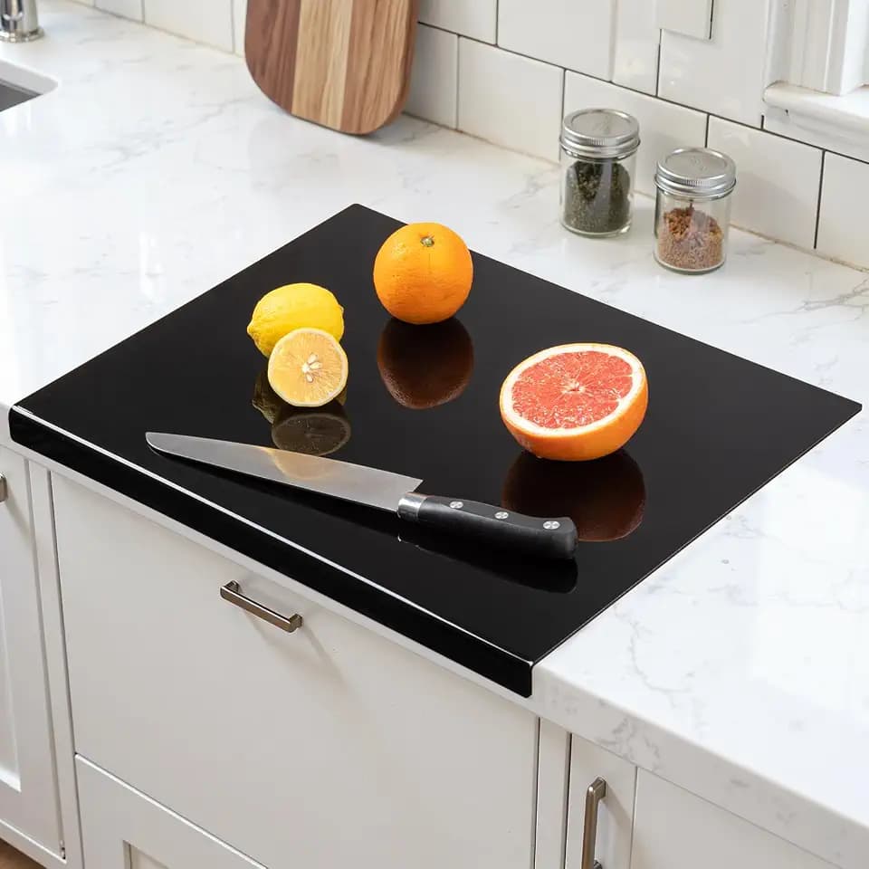 Acrylic Cutting Board with Counter Lip, 17.5x13.5 Inch Clear Cutting Boards for Kitchen Counter, Large Cutting Board Non Slip for Countertop Protector, Apartment Essentials Kitchen Decor Gifts