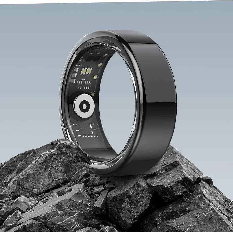 DEKELIFE Smart Ring Herren Damen, Smartring Fitness Tracker Schlafmonitor Schrittzähler Herzfrequenz SpO2, Fitnessring 100+ Sportmodi IP68 Wasserdicht Sport Smartringe Android iOS, Size 11, Schwarz