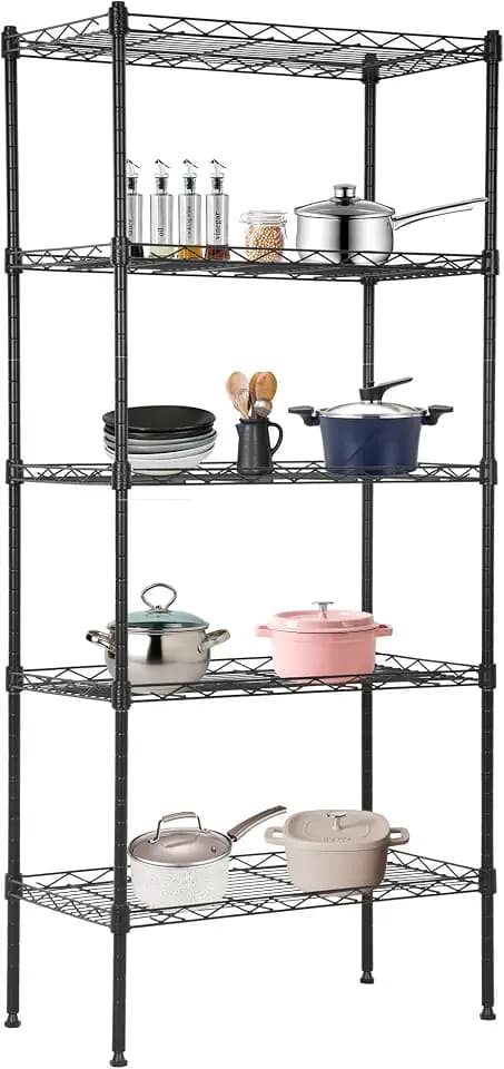 BestOffice | 5-Tier Wire Shelf | 22" x 12" x 48" | Black