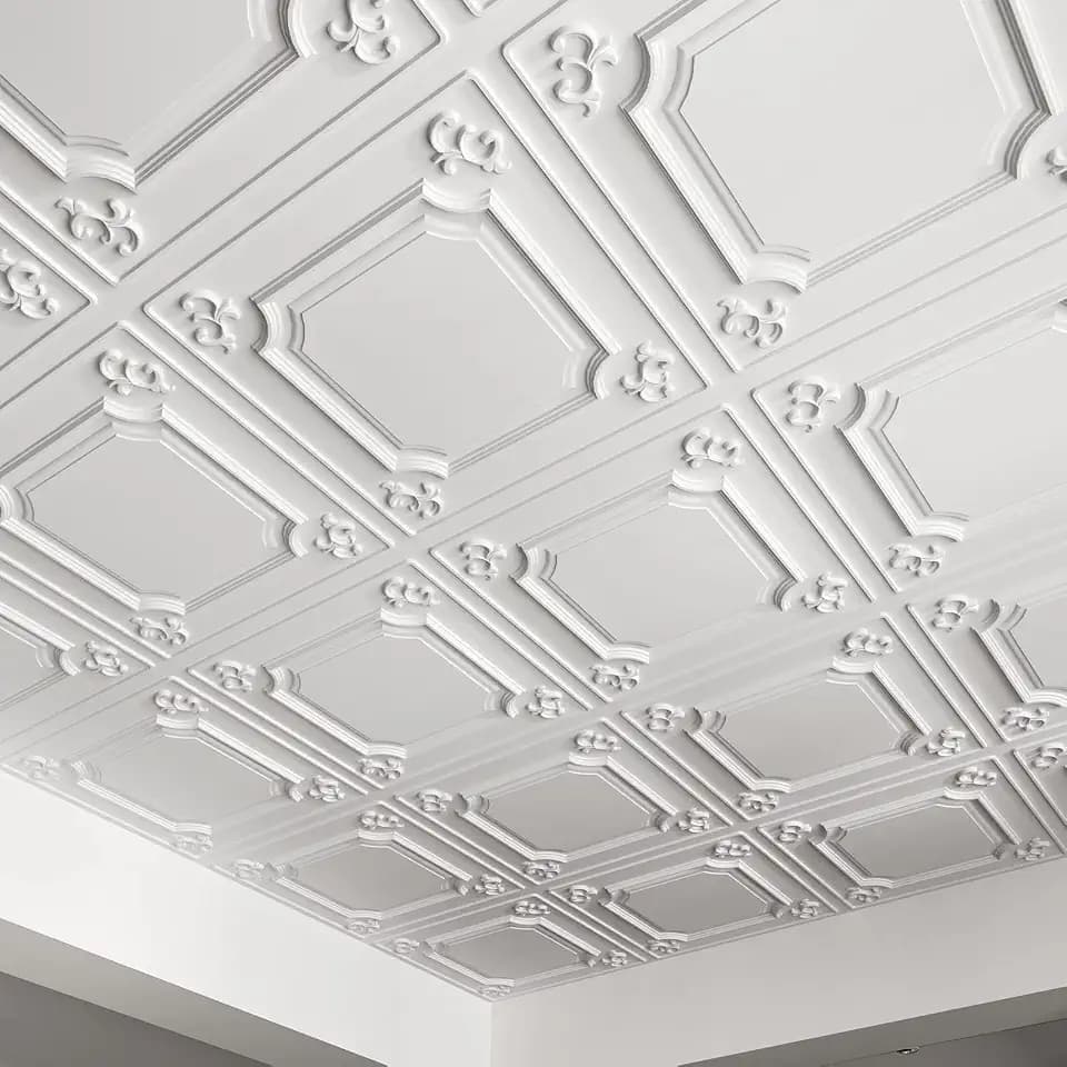Art3d 24-Pack Waterproof PVC Drop Ceiling Tiles, 24 x 24 in, White