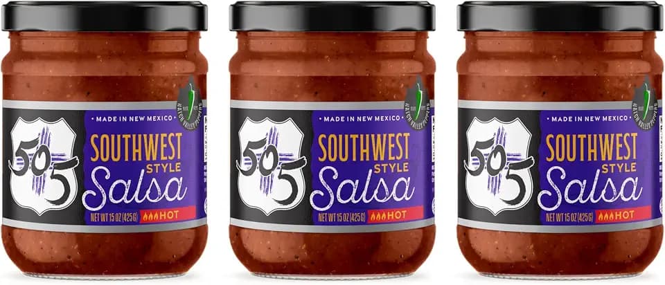 505 Southwestern Craft Salsa, Southwest Style, Medium, 15 oz — Small-Batch Salsa with Flame-Roasted Hatch Valley Green Chile, Bold & Smoky (Pack of 3, Southwest Hot)
