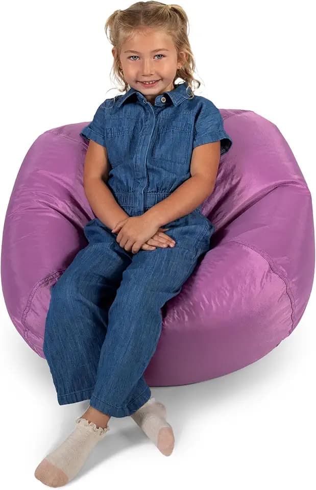 Big Joe Classic Bean Bag Chair for Kids Bedroom and Reading Nook, Easy-Clean Radiant Orchid, Durable Nylon Polyester Blend, 2 feet Refillable