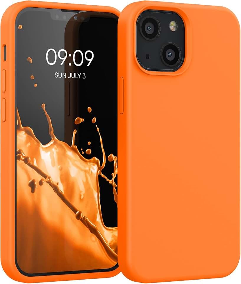 kwmobile Handyhülle für iPhone 13 mini Hülle, für iPhone 13 mini Case - Hülle Silikon - kabelloses Laden - Fruity Orange