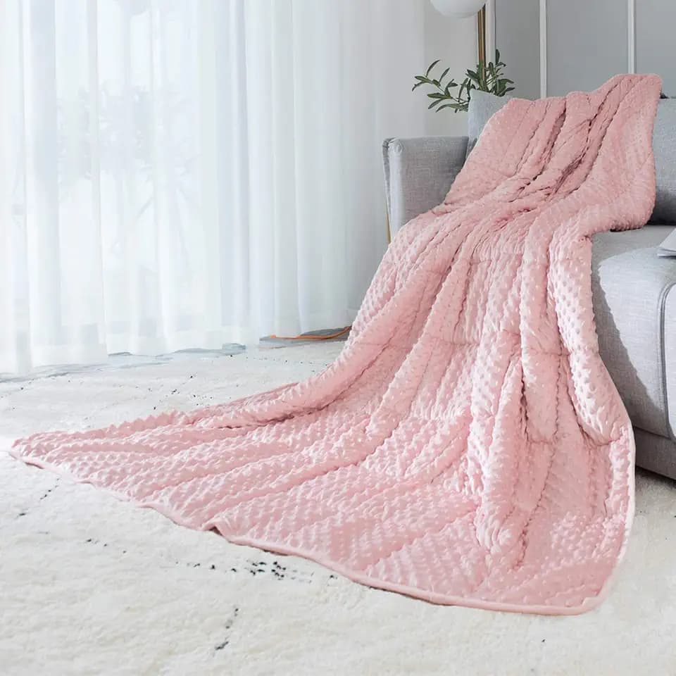 ALANSMA Reversible Weighted Blanket for All Season, Luxury Velvet, Warm and Cool, Adult Kids 5Lb Weighted Blanket, Enjoy Sleeping Anywhere(Pink,36"x48" 5lbs)