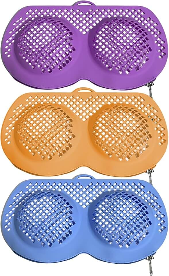 Silicone Bra Washing Bags for Laundry, 3 Pack Lingerie Laundry Mesh Bags, Keep Shape Delicate Wash Bra Bags Prevent Damage, Socks, Underwear, Protective Wash Bags with Lockable Zipper