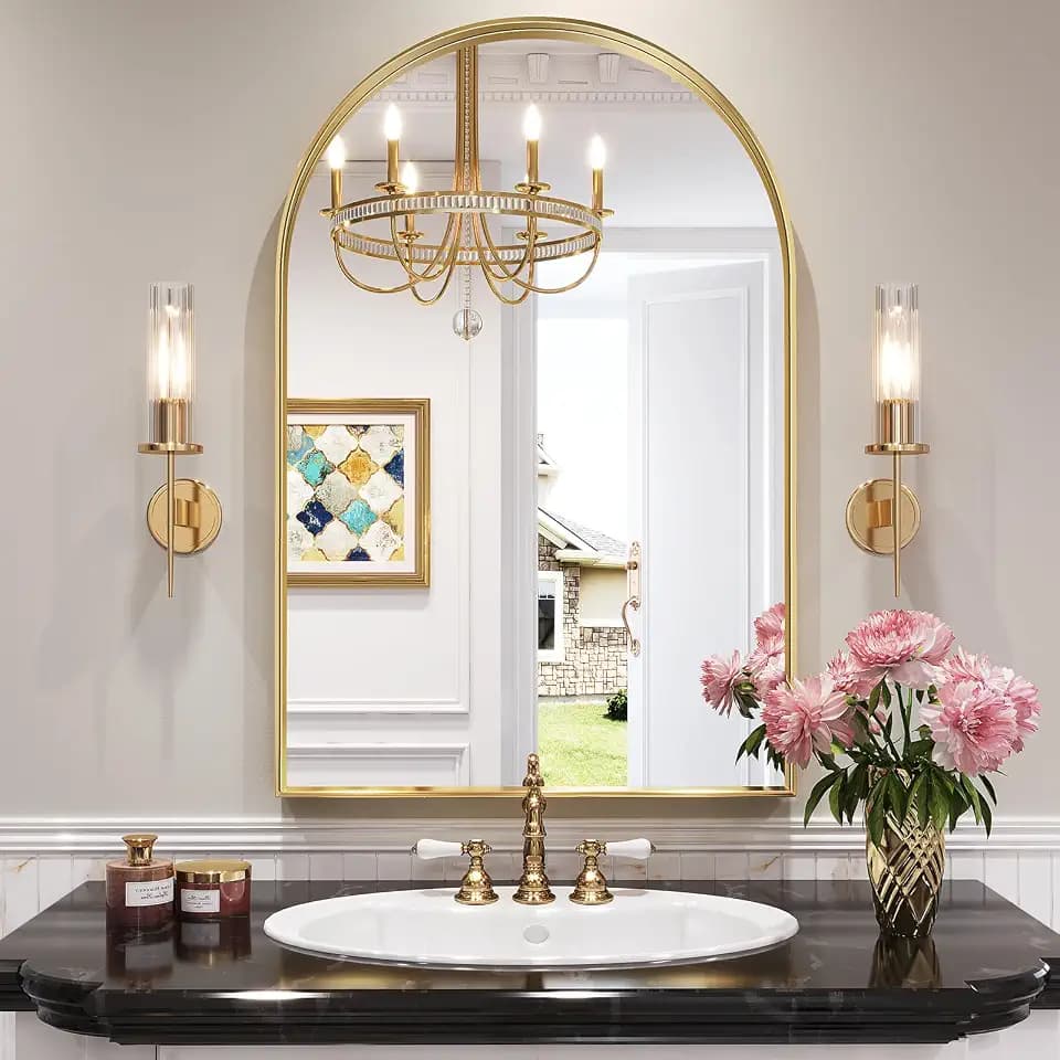 Brightify Arched Mirror, 28 x 40 Inch Gold Arch Mirror, Arched Wall Mirror