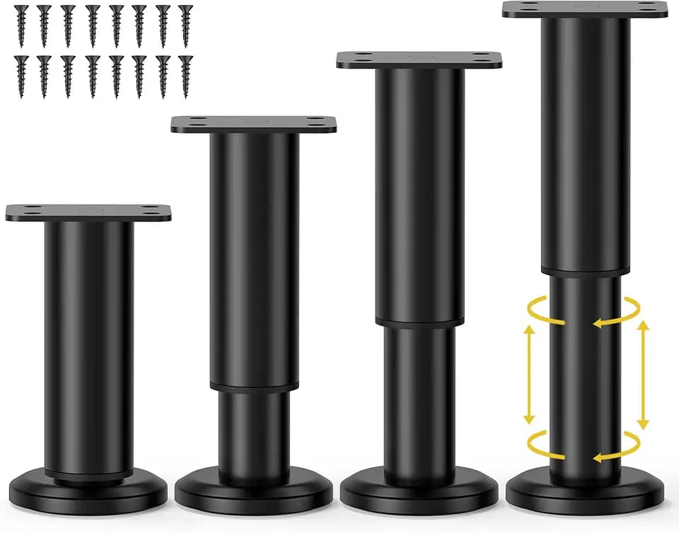 Wlrrcwdttc 4 Pcs Metal Adjustable Furniture Legs 4.72-7.87 inch, Adjustable Cabinet Legs for Sofa/Bed/Chair/Couch/Dresser/Table,Heavy Duty Bed Replacement Support Legs for Bed Frame/Bed Center Slat