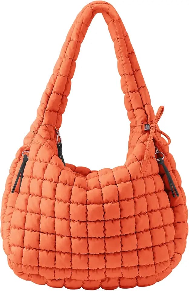 Quilted Tote Bag for Women, Nylon Puffy Hobo Crossbody Shoulder Bag Purse